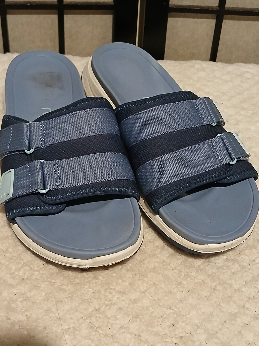 Ryka Blue Slip-On Adjustable Strap Sandals
